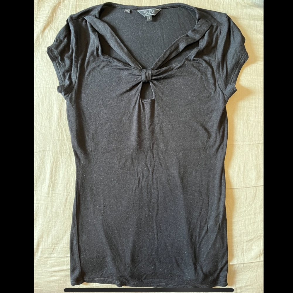 ⏰Guess Black Bow Detail T Shirt - Picture 5 of 6